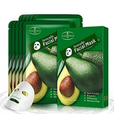 AICHUN BEAUTY Facial Mask Repair Essence Anti-Acne Refreshing Relieve Wrinkles Long-Lasting Soothing Face Skin Care Hydrating Moisturizing 10pcs (AVOCADO)
