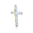 thumbnail image 4 of Wellingsale Ladies 14k Yellow Gold Polished CZ Cross Huggies Hoop Earrings, 4 of 7