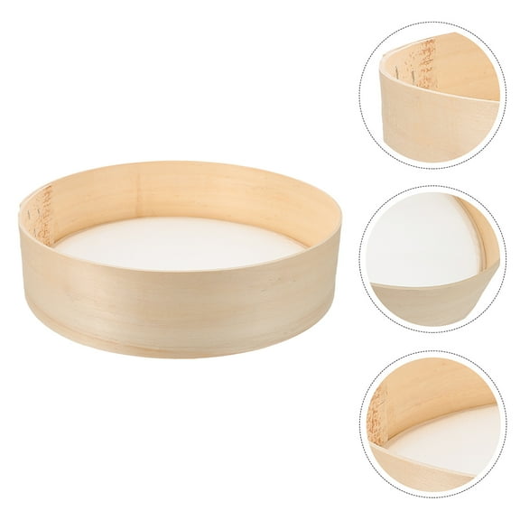 HOMEMAXS Wood Handheld Round Flour Sifter Fine Mesh Sieve Flour Duster Baking Mesh Strainer For Baking Kitchen Powdering