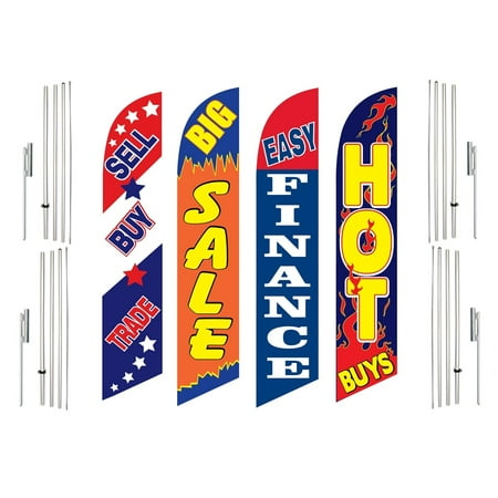 4 Swooper Flags With 4 Pole Kits Sell Buy Trade Big Sale Easy Finance Hot Buys