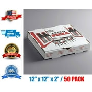 Pizza Box 12" x 12" x 2" - 50/Case White Corrugated FREE & FAST SHIPPING