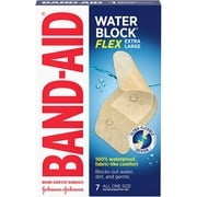Band-Aid Brand Water Block Flex 100% Waterproof Adhesive Bandages for First-Aid Wound Care of Minor Cuts, Scrapes & Wounds, Ultra-Flexible Design, Sterile, Extra Large, 7 ct