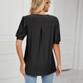 thumbnail image 4 of Scyoekwg Trendy Short Sleeve Summer Tops for Women Loose Fit Dressy Casual Comfortable V-Neck Eyelet Hollow Out Basic Tees Solid Color Blouse Shirt Black XXL(12), 4 of 6