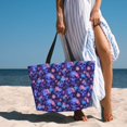 thumbnail image 6 of Balery Skull daisy purple Beach Travel Bag - Water-Resistant, Large Capacity Lightweight Tote with 7 Pockets for Women and Men - Perfect for Beach, Pool, Gym, and Travel, 6 of 7