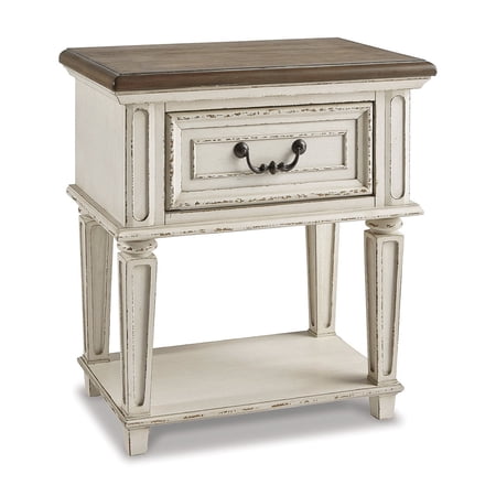Signature Design by Ashley Casual Realyn 1 Drawer Nightstand Chipped White