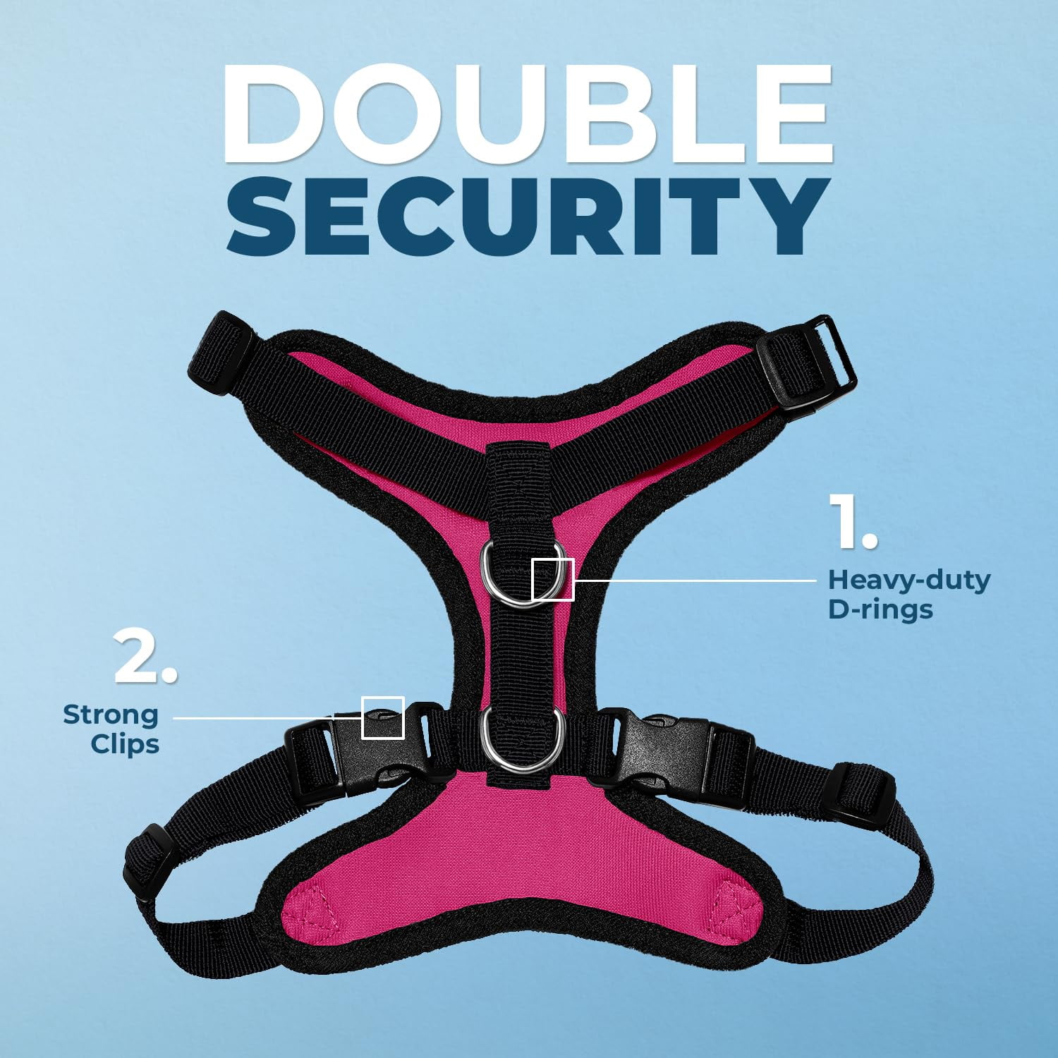 Voyager Step-In Lock Pet Harness - All Weather Mesh, Adjustable Step In Harness for Cats and Dogs by Best Pet Supplies - Fuchsia/Black Trim, S