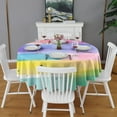 thumbnail image 2 of Colorful Watercolor Stripe Pattern Round Tablecloth 60"x60",Wrinkle Wipeable Table Cloth for Kitchen Dining Room Picnic Patio Party, 2 of 6