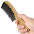 thumbnail image 6 of Onedor Handmade Anti-Static Sandalwood Scent Natural Hair Detangler Wooden Comb (Green Sandalwood Buffalo Horn Fine Tooth), 6 of 8