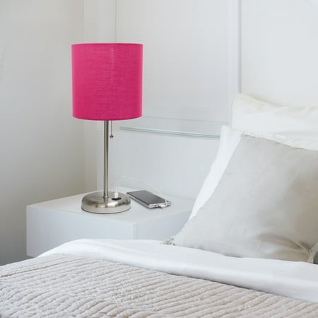 Limelights - Stick Lamp with USB charging port and Fabric Shade
