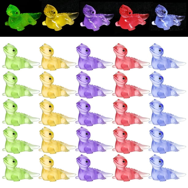 100 mini lagartijas de resina luminosas que brillan en la oscuridad, pequeñas figuras de animales, estatuas de jardín de hadas, microdecoraciones paisajísticas.