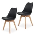 thumbnail image 1 of Sillas de Comedor Modernas con Asiento Acolchado de Diseño Minimalista Tipo Eames Pedestal - Sillas Ergonomicas Acojinadas con Estructura de Madera Ideales para Interior Set de 2 Piezas Negro, 1 of 1