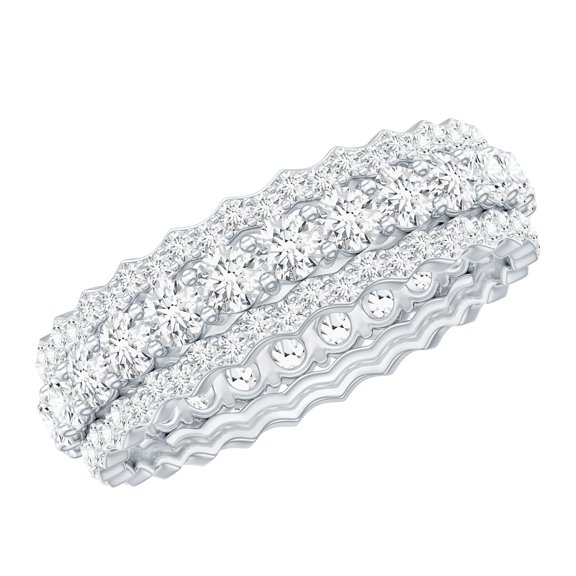 Rosec Jewels Wedding Band Ring for Women - Certified Moissanite Eternity Band Ring (D-VS1 Grade), 925 Sterling Silver, US 4.00