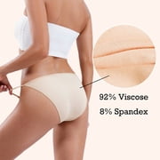 Buankoxy 6 Pack Womens Low-Rise String Bikini Panty Stretch Briefs(Nude,Size6)