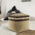 thumbnail image 2 of LR Home Medium Bordered Indoor Square Pouf, Gray/Brown, 20" x 20" x 20", 2 of 7