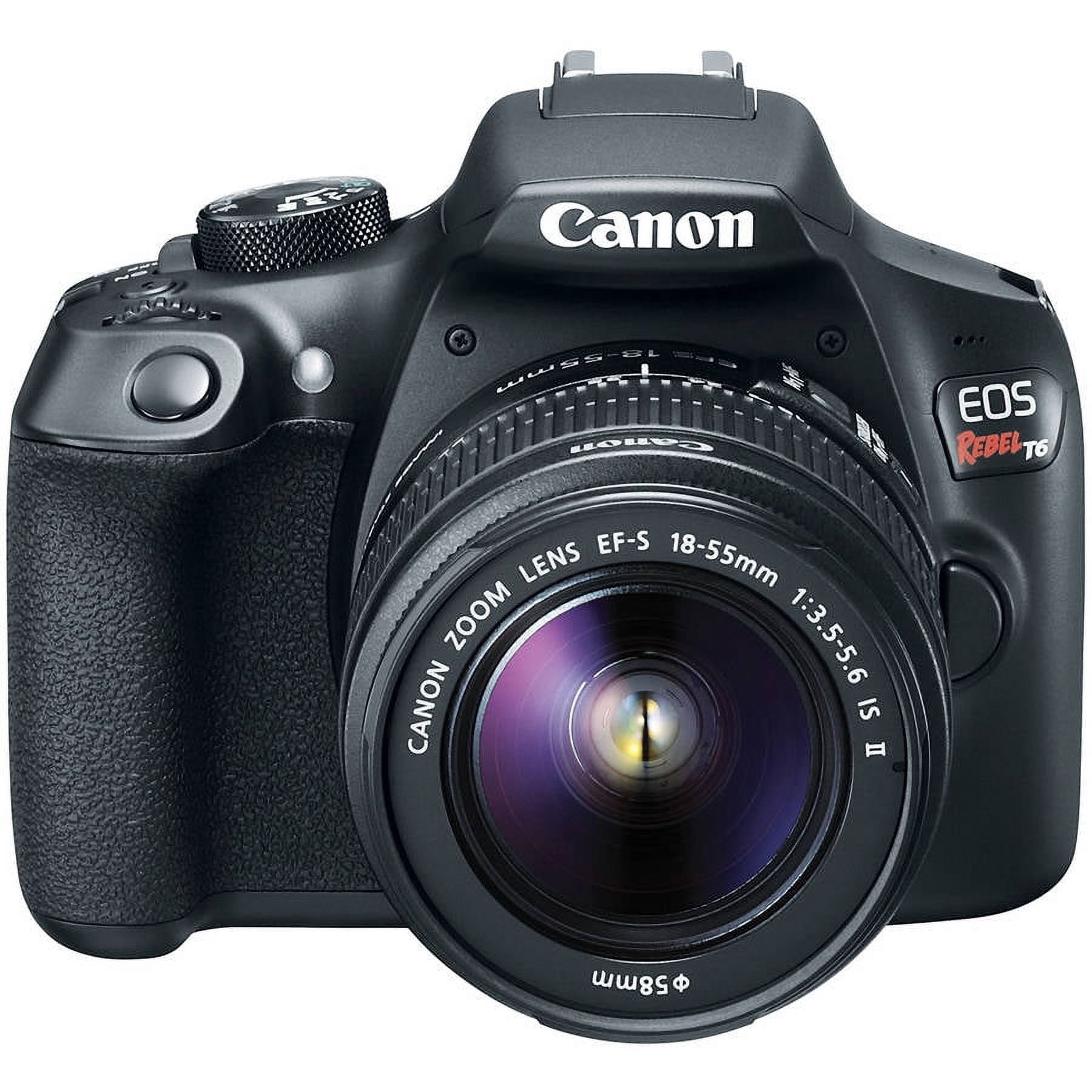 Canon Black EOS Rebel T6 Digital SLR Camera with 18 MegaPixels, 18-55mm & 75-300mm Lenses Included, Bonus 16GB SD Card