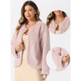 thumbnail image 2 of DARING DIVA Women's Faux Fur Long Sleeve Fluffy Outerwear Coat S Pink, 2 of 6