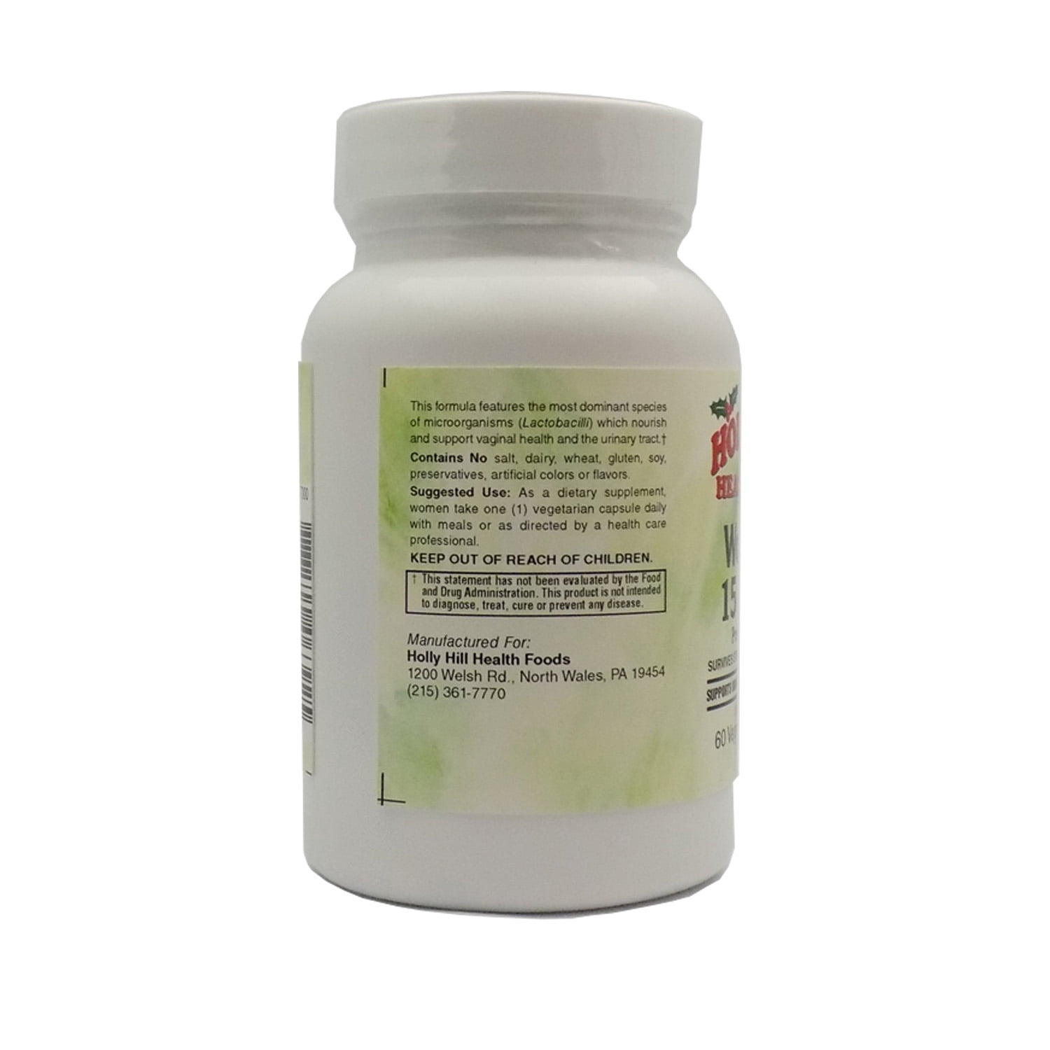 Holly Hill Health Foods Women's Probiotic 15 Billion CFU, 60 Vegetarian Capsules
