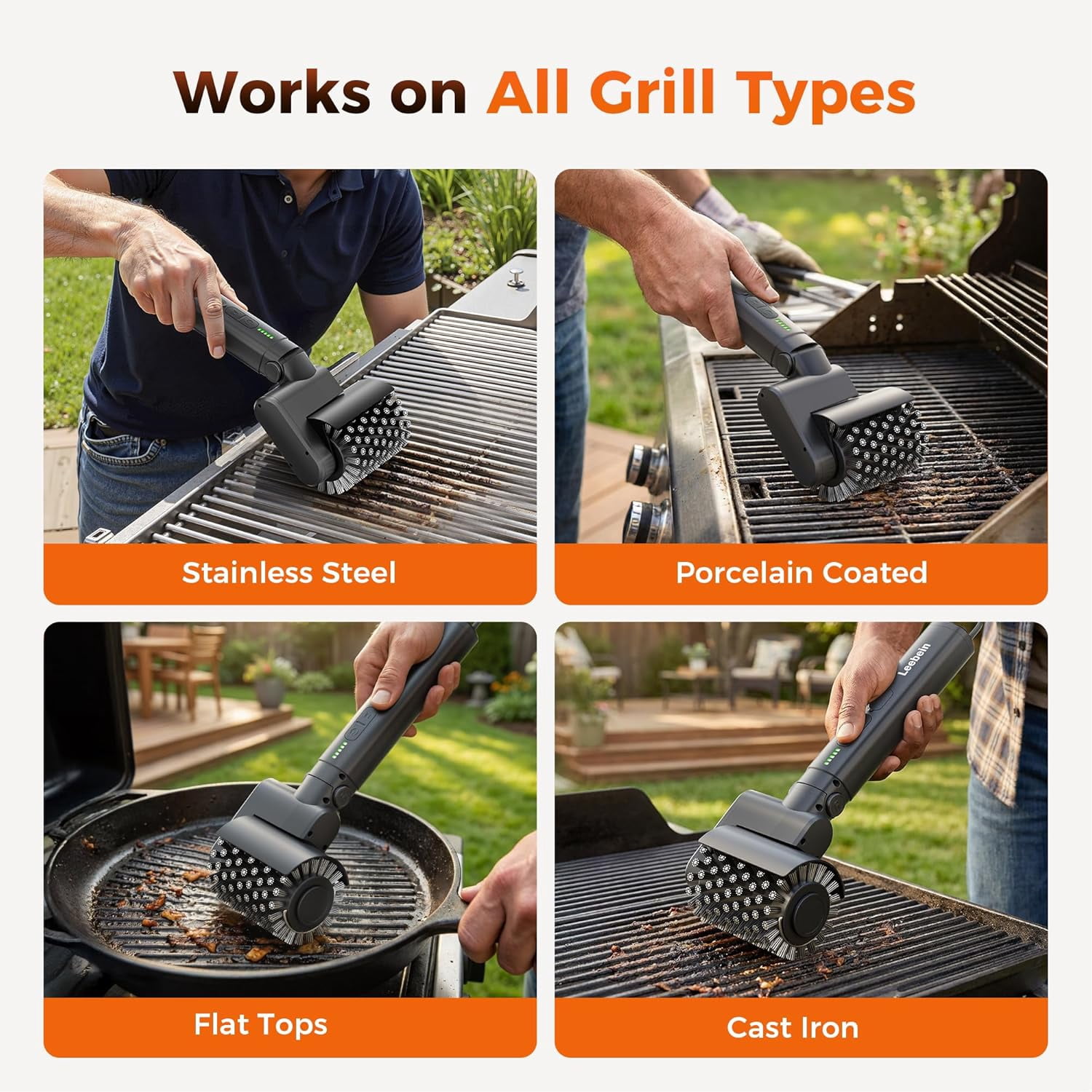Electric Grill Brush for Outdoor, 2026 TikTok BBQ Grill Cleaner with 3 Heads, 3-Speed & Angle Adjust Cordless Rotary Grill Brush, 150Mins Runtime Grill Cleaning Brush for Barbecue Grates