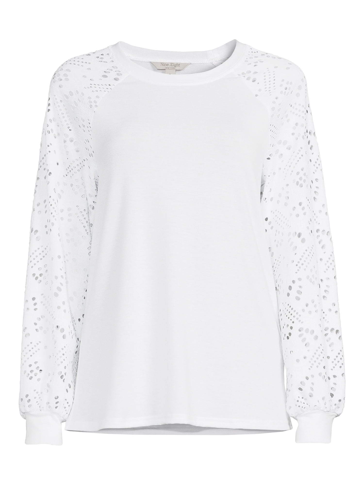 Nine.Eight Women Casual Long Sleeve Round Neck Statement Pullover Sweatshirt