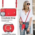 thumbnail image 4 of ShellTech for iPhone 13 Pro Max Case with Card Holder and Strap - Zipper Pocket,Crossbody Lanyard Strap,Credit Card Holder,Stand Ring,Cute Phone Wallet Case for Women,Red, 4 of 10