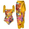 thumbnail image 1 of Maillot de Bain une Pièce pour Femmes avec Jupe de Plage Paréo Imprimé Floral Rétro Ensemble Bikini Deux Pièces, 1 of 4