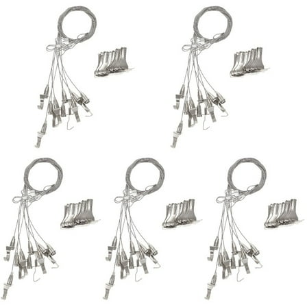 50 Sets Adjustable Hanging Wire Kit, Stainless Steel Multipurpose Suspension Wire Cable with Hook