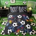 thumbnail image 3 of Meiyoeat Graffiti Soccer Ball Full Size Bedding Sets 7 Pieces for Teens, Abstract stripes splash Full Size Bed in a Bag,Black Reversible, 3 of 6
