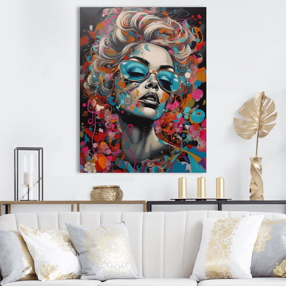 DESIGN ART Designart "Vibrant Female Pop Art Iii" Fashion Woman Canvas Art Print 16 in. wide x 32 in. high