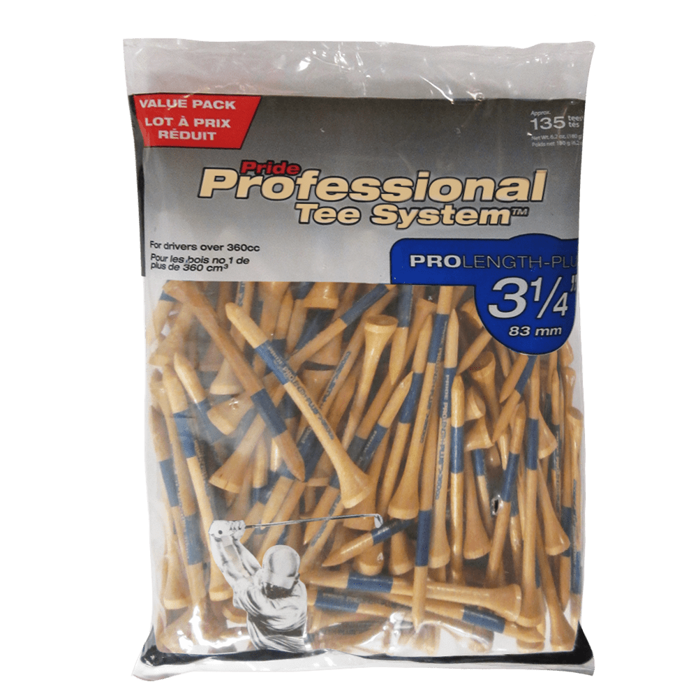 Pride Professional Tee System, 3-1/4 inch ProLength Plus Tee, 135 Count Bags, Blue on Natural