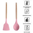 thumbnail image 3 of Los utensilios de cocina del utensilio de cocinar del silicón fijaron, manijas de madera del utensilio de cocina del silicón de 2 pedazos, 3 of 5