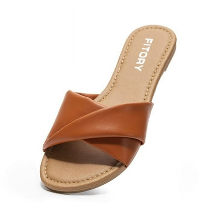 

Women s Flat Sandals Fashion Slides With Soft Leather Slippers for Summer Size 6-11