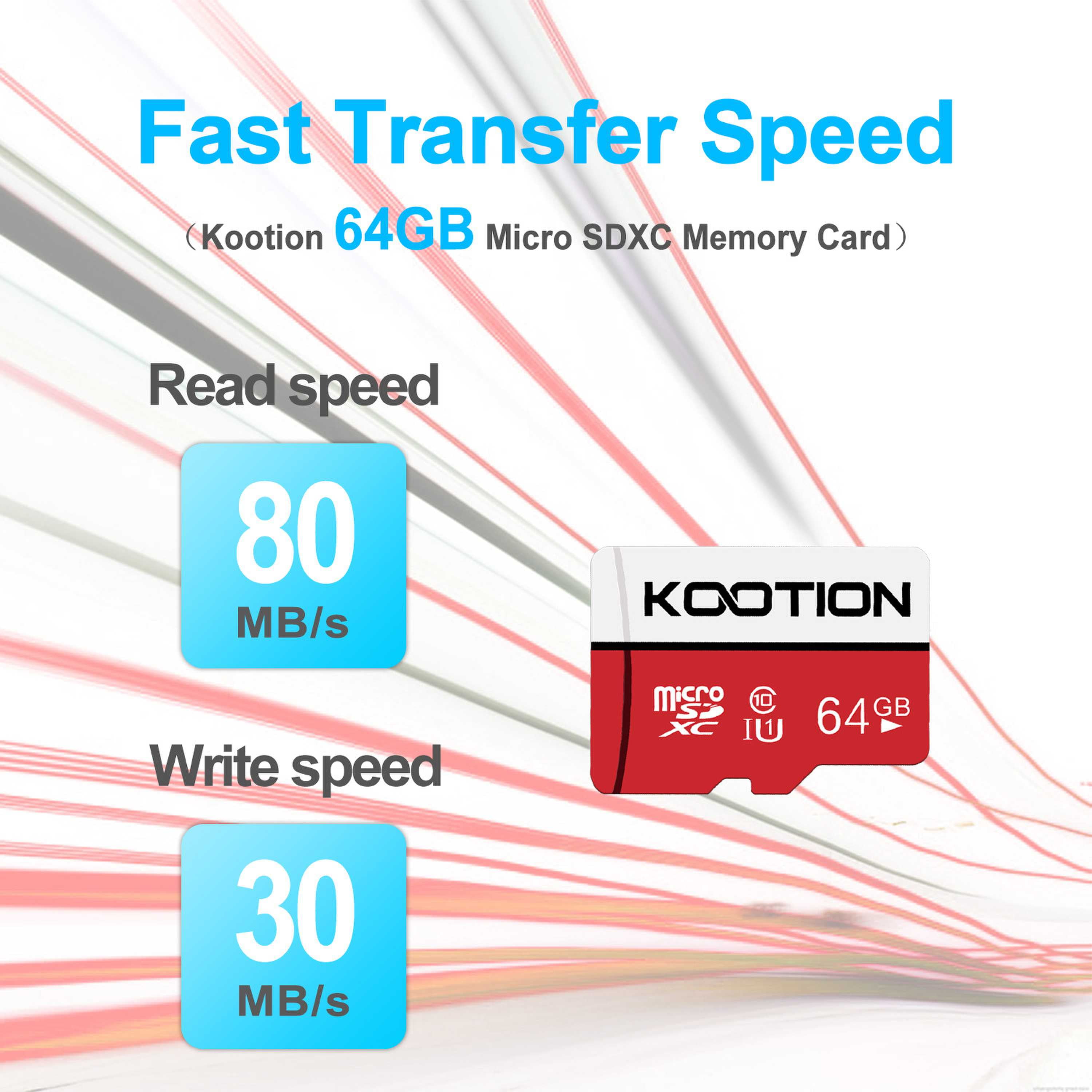 KOOTION 64GB Micro SD Card 5 Pack Micro SDXC Memory Card with Adapter UHS-I, U1