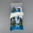 thumbnail image 2 of Ambesonne Tropical Bedding Set 4 Pcs, Infinity Pool Palm, Queen, Blue Green White, 2 of 3