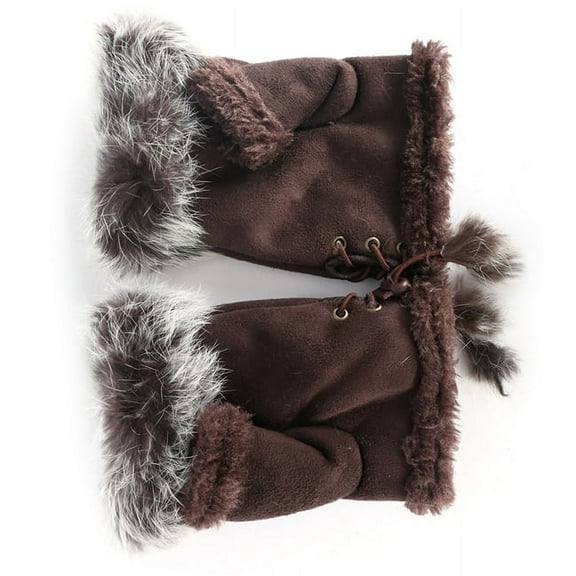 Wisremt Fashion Women's Faux Rabbit Fur Hand Wrist Warmer Half Finger Gloves Winter Glove 13 Colors