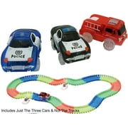 5 STAR SUPER DEALS Magical Twister Glow In the Dark Car Race Track- Emergency Vehicles 3pc Set