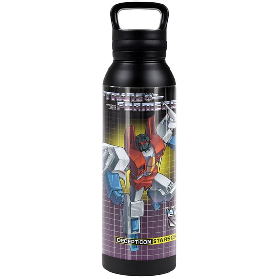 Transformers Official Starscream Black 24 oz Insulated Canteen Water Bottle, Leak Resistant, Vacuum Insulated Stainless Steel with Loop Cap