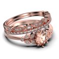 thumbnail image 2 of Gorgeous Boho & hippie 2.25 Carat Oval Cut Vintage Look Morganite And Diamond Moissanite Engagement Ring Set, Wedding Ring in 10k Solid White Gold, Gift For Her, Promise Ring, Trio set, 2 of 4