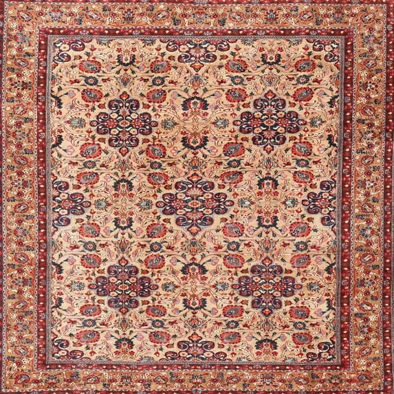 Ahgly Company Indoor Square Traditional Sandy Brown Persian Area Rugs, 8' Square