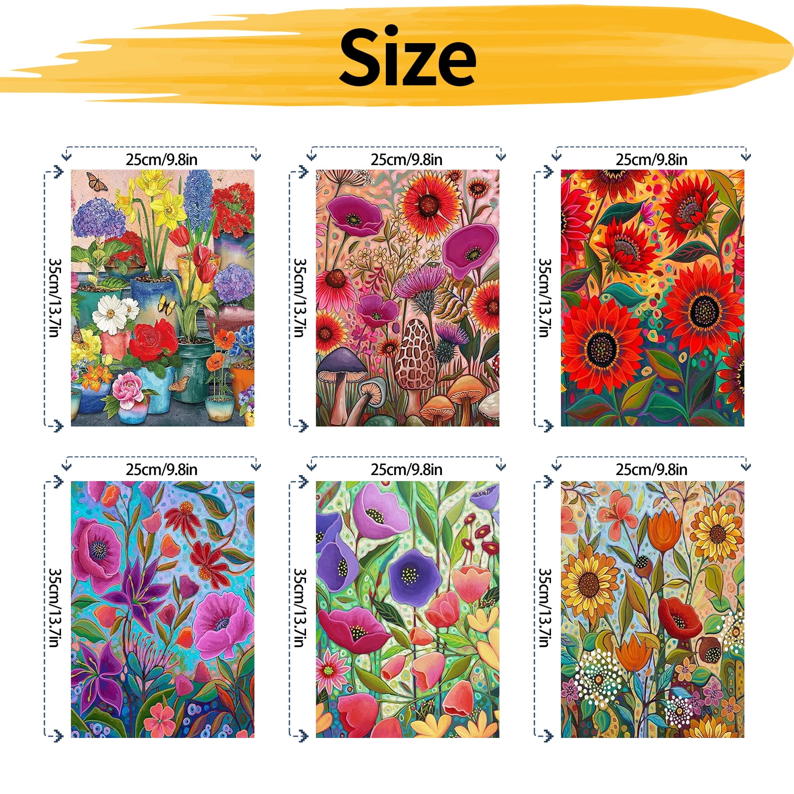 JYLMOOD DIY 6pcs/set Paint by Number for Adults, Easy Painting by Numbers for Gift Home Wall Decor 10x14in without Frame, Colored Canvas