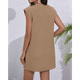 thumbnail image 5 of Vestido Corto de Verano para Mujer, Estilo Camiseta, Corta, Cuello Redondo, Informal, Holgado, Básico, Minivestido Caqui M, 5 of 7