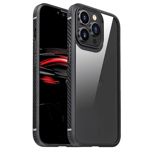 Funda protectora de TPU de fibra de carbono + PC transparente con cuatro esquinas y airbag a prueba de golpes para iPhone 13 serie MG