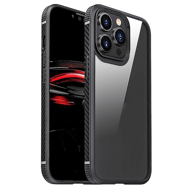 Funda protectora de TPU de fibra de carbono + PC transparente con cuatro esquinas y airbag a prueba de golpes para iPhone 13 serie MG