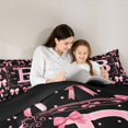 thumbnail image 4 of Manfei Lovely Initial B Queen Comforter Set,Pretty Bowtie Comforter Sets Queen,Black Pink,Black Reversible,3 Pieces,1 Comforter and 2 Pillowcases, 4 of 7