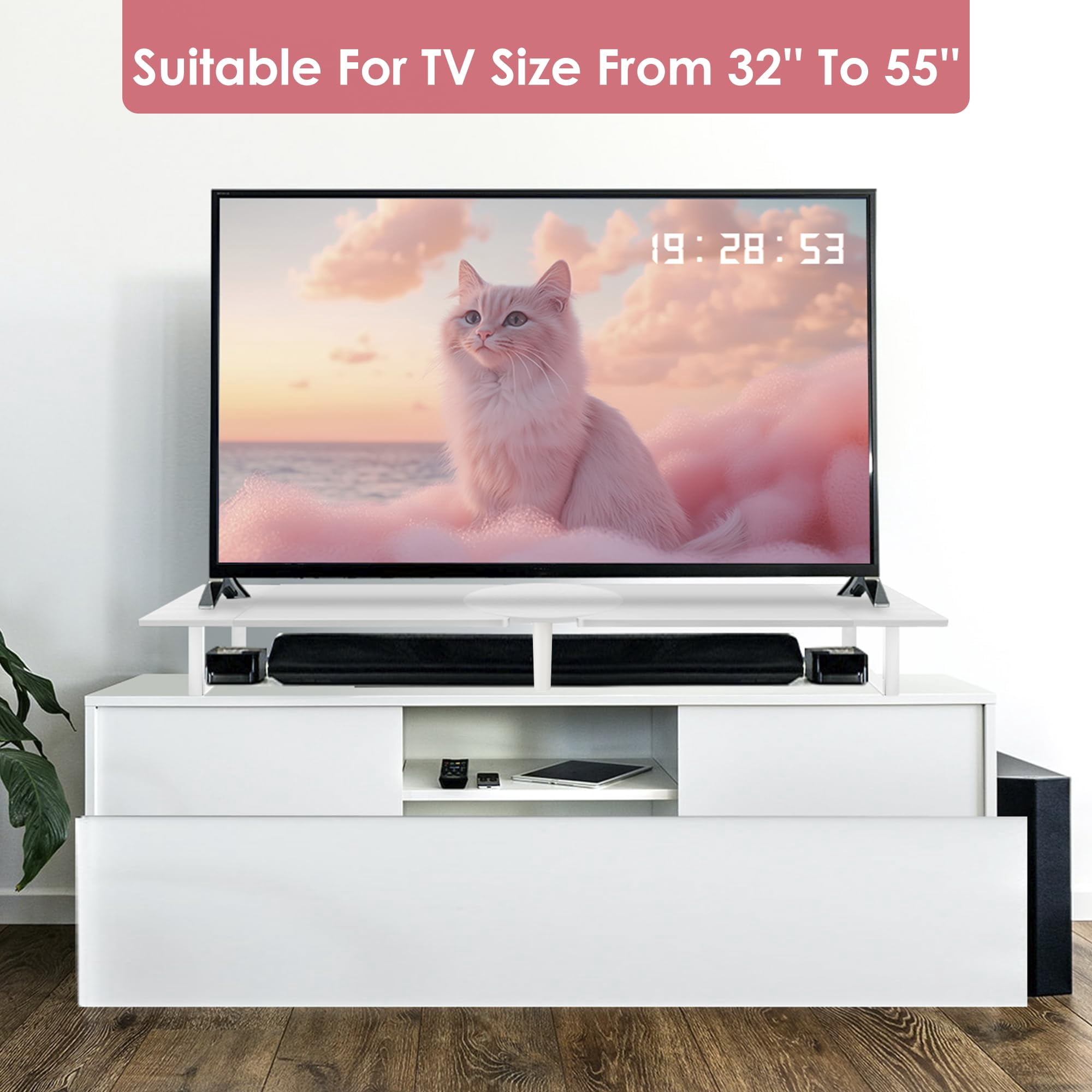Dual-monitor Stand For Desk - Large Adjustable Length And Angle Riser 2 Monitors  Double Computer Desktop Organizer Shelf Tv Laptop Printer