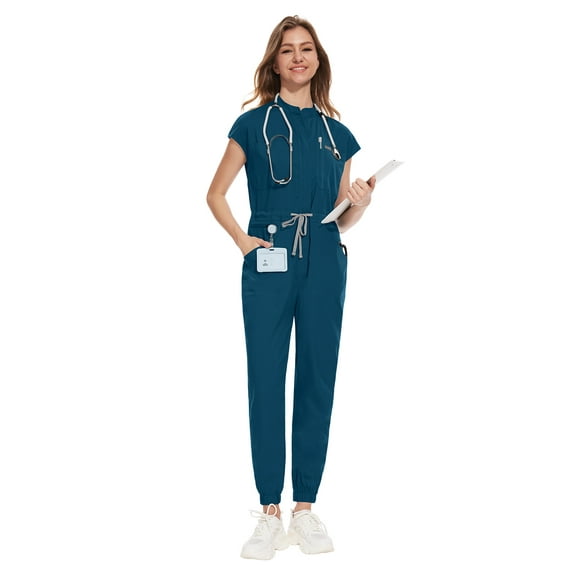 VIAOLI Scrubs Set for Women Nurse Uniform Jogger Set Stretch Top & Pants with Multi Pocket for Nurse Workwear