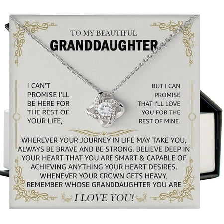 To My Beautiful Granddaughter Necklace, Love Knot Necklace For Daughter, Grand Daughter From Grandma Grandmother Or Grandpa, Happy Birthday Granddaughter #623, Gold Love Knot Necklace