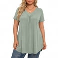 thumbnail image 5 of Women's Plus Size V Neck T Shirts Short Sleeve Tops Casual Summer Tshirts Loose Fit Tees Light Green 3XL, 5 of 6