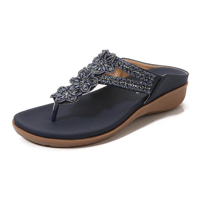 Zapatos vintage con pedrería con cuentas de flores, suaves y cómodos
