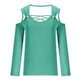 thumbnail image 4 of BLVB Womens off Shoulder Tunic Tops Trendy Criss-Cross Long Sleeve Shirts Casual Ladies Fall Going out Blouse, 4 of 5