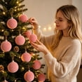 thumbnail image 6 of Bxaolu 12Pcs Velvet Christmas Decorations Balls, Christmas Ornaments for Xmas Tree Decor, Flocked Ball for Family Holiday Party Hanging Decoration, 6 of 8